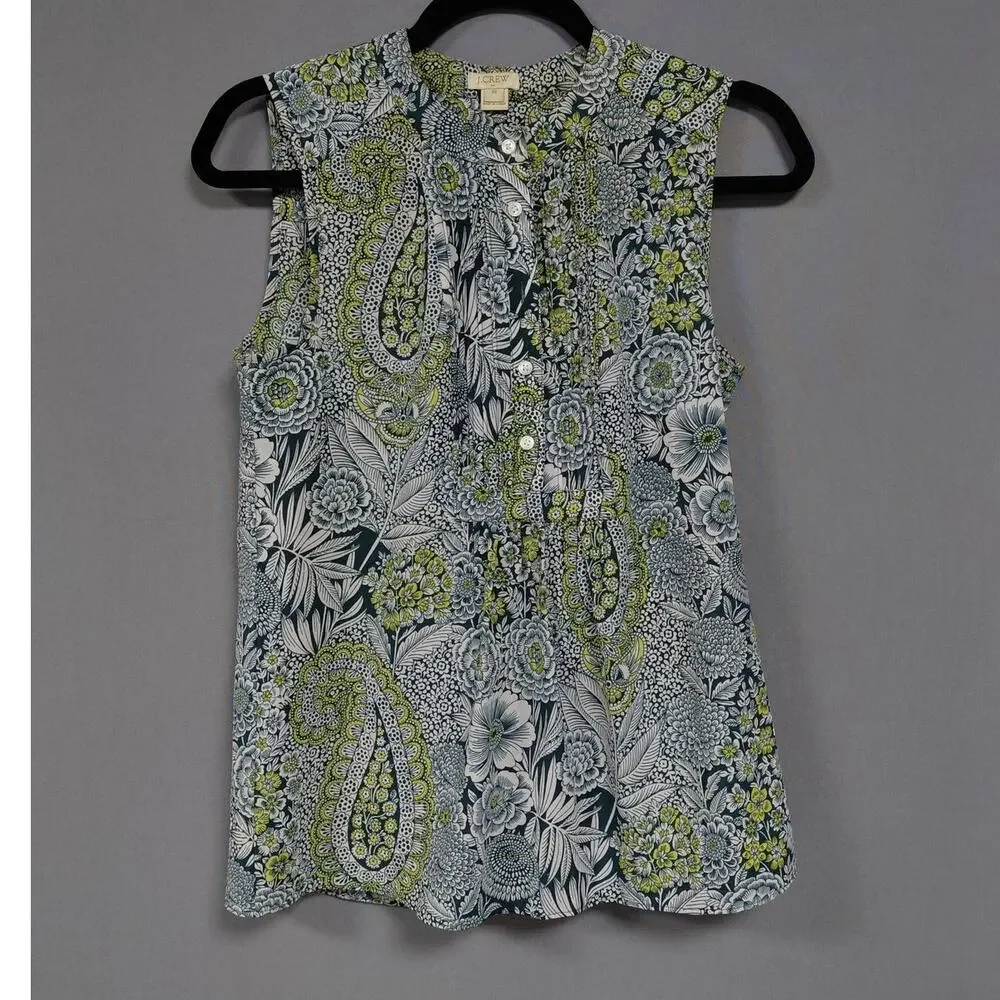 J.Crew Multicolor Lightweight Paisley Button Blouse Women Size 00